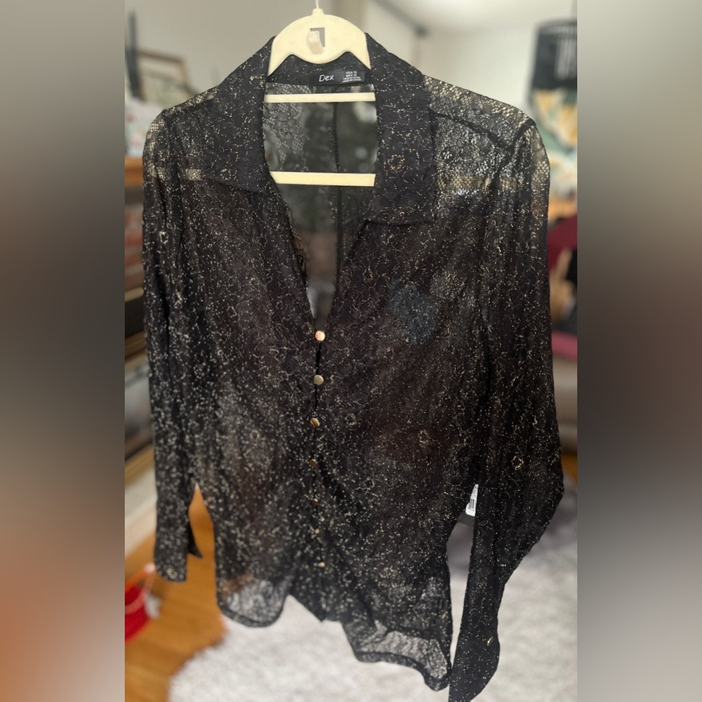 Dex Sheer Black Lace Blouse